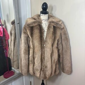 Vintage goose down Hansa Branta by stearns brown fur jacket zip up